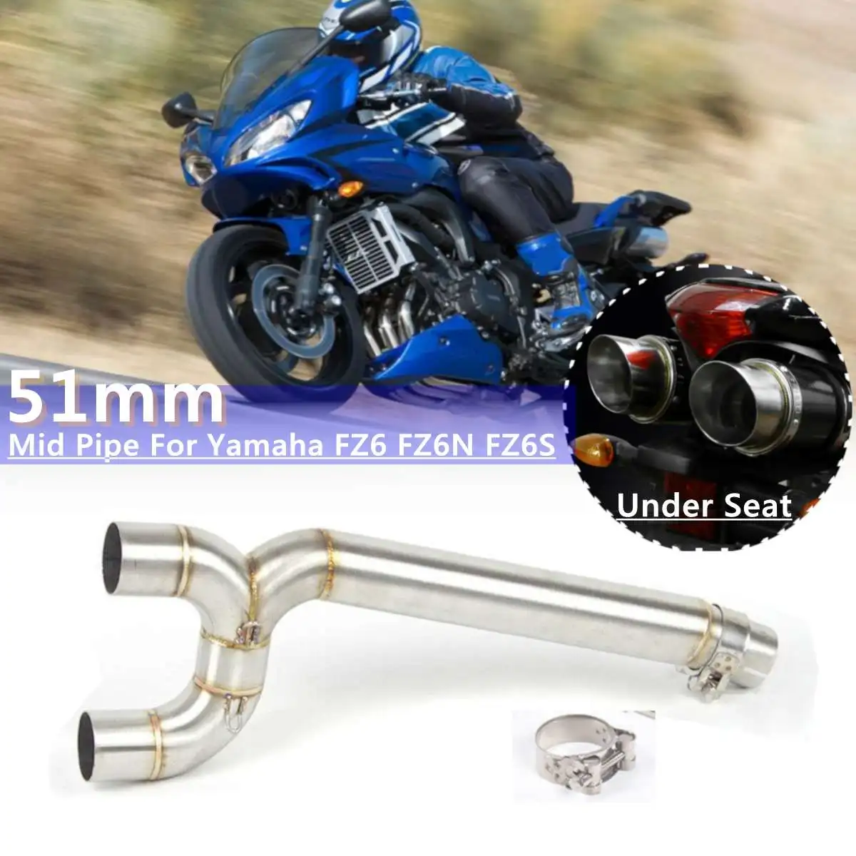 

Motorcycle Full Exhaust System Middle Pipe Link Connect for FZ6 FZ6-N 2004 2005 2006 2007-2009 Motorcycle Accessories