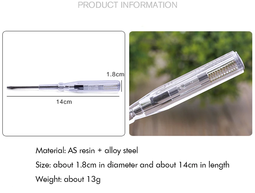 1 шт. ручка-индикатор напряжения с индикатором света 100-500 в бытовой тестер напряжения шлицевая отвертка отлично подходит для электриков