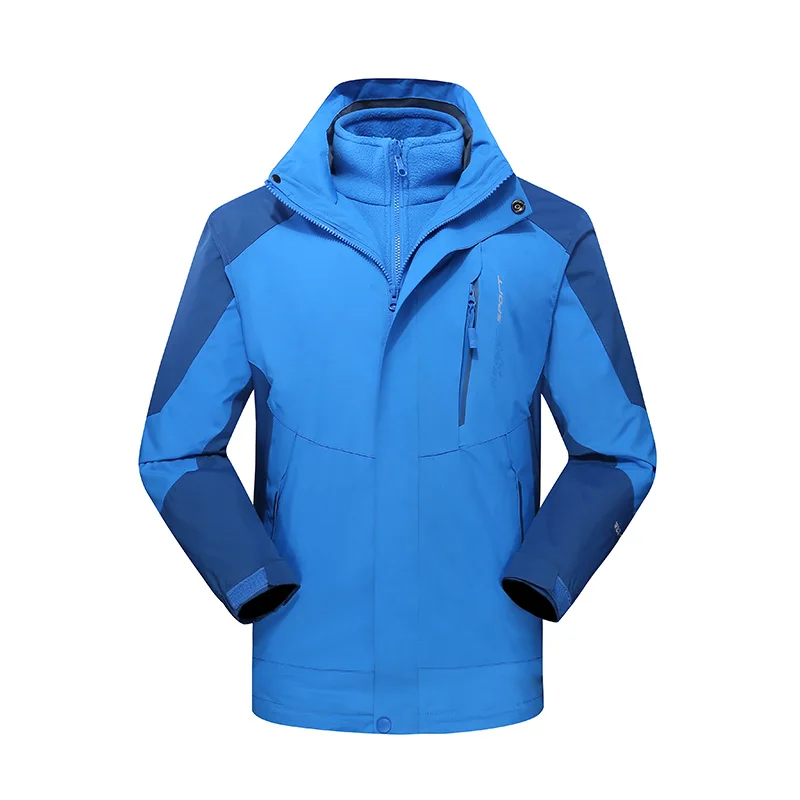 Зимняя походная куртка для мужчин и женщин из 2 предметов, водонепроницаемая теплая ветровка для спорта на открытом воздухе, мужские пальто VA547 - Цвет: Men Blue