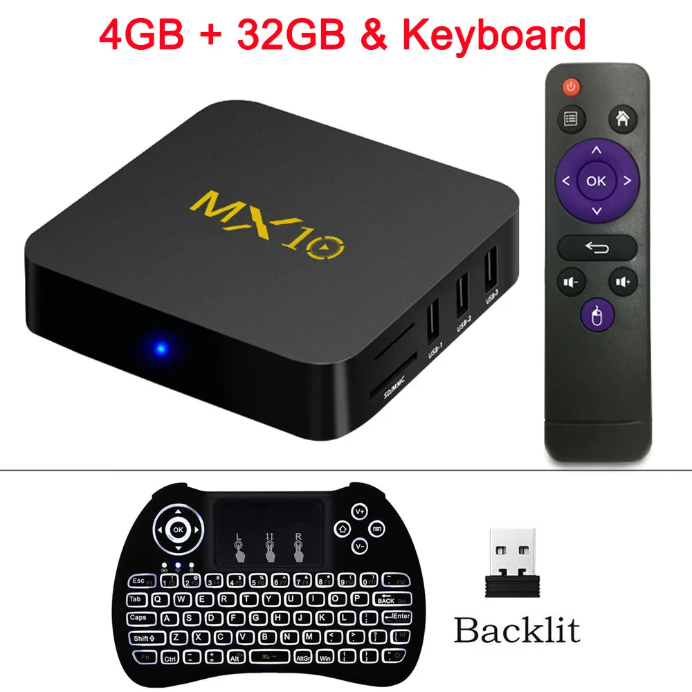 XGODY MX10 Android 9,0 Smart tv BOX RK3328 Четырехъядерный 4 ГБ 32 ГБ/64 ГБ телеприставка 2,4G wifi 4K HD 3D видео медиаплеер - Цвет: 4GB 32GB Keyboard