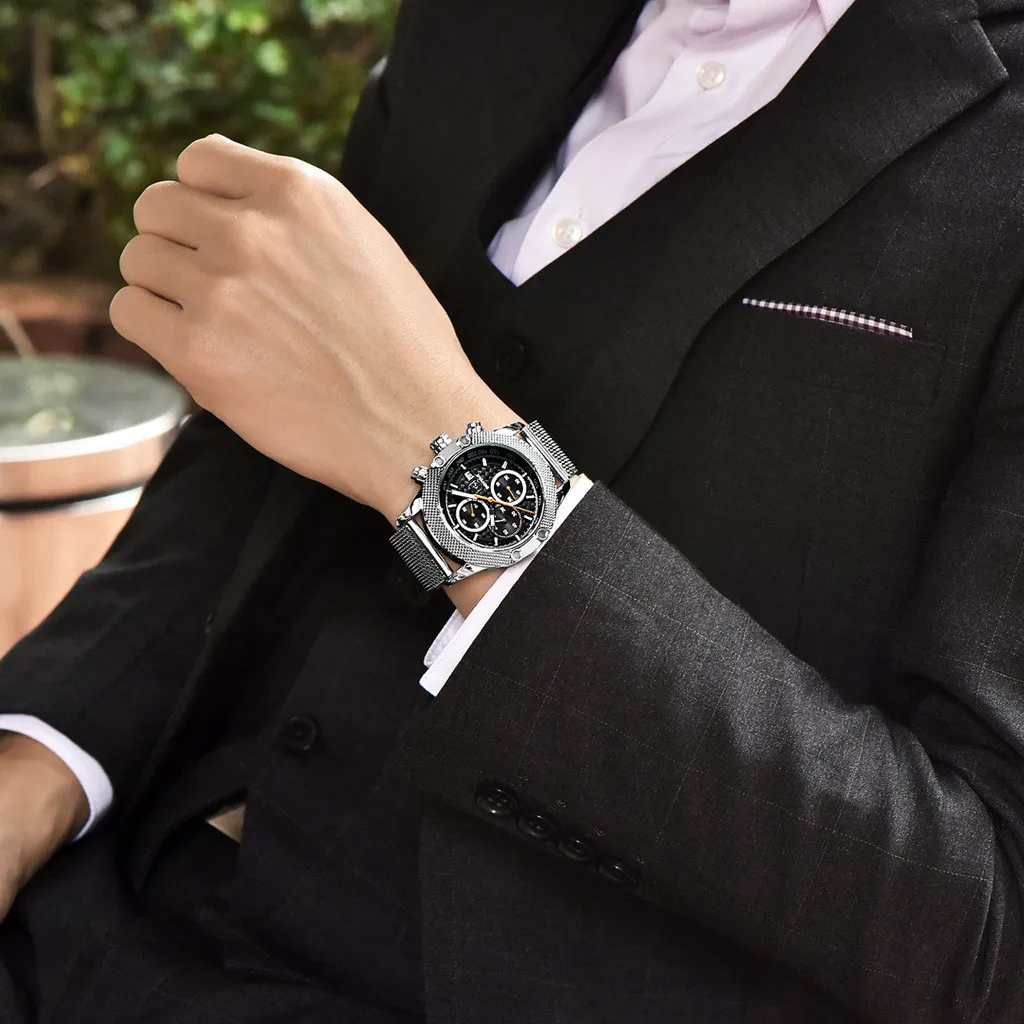 Мужские часы модные и повседневные водонепроницаемые Роскошные Кварцевые наручные Бизнес часы Спортивные Хронограф Drop2.26