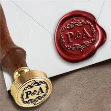 Персонализированные монограмма 2-Начальные Пользовательские Воск печать штамп " die-# 369b времен Римской шрифт duogram с декоративной каймой