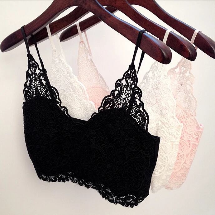 

Lace Bralet Crop Top Casual Camisoles Brandy Bralette Sexy Unpadded Tanks Black White Pink