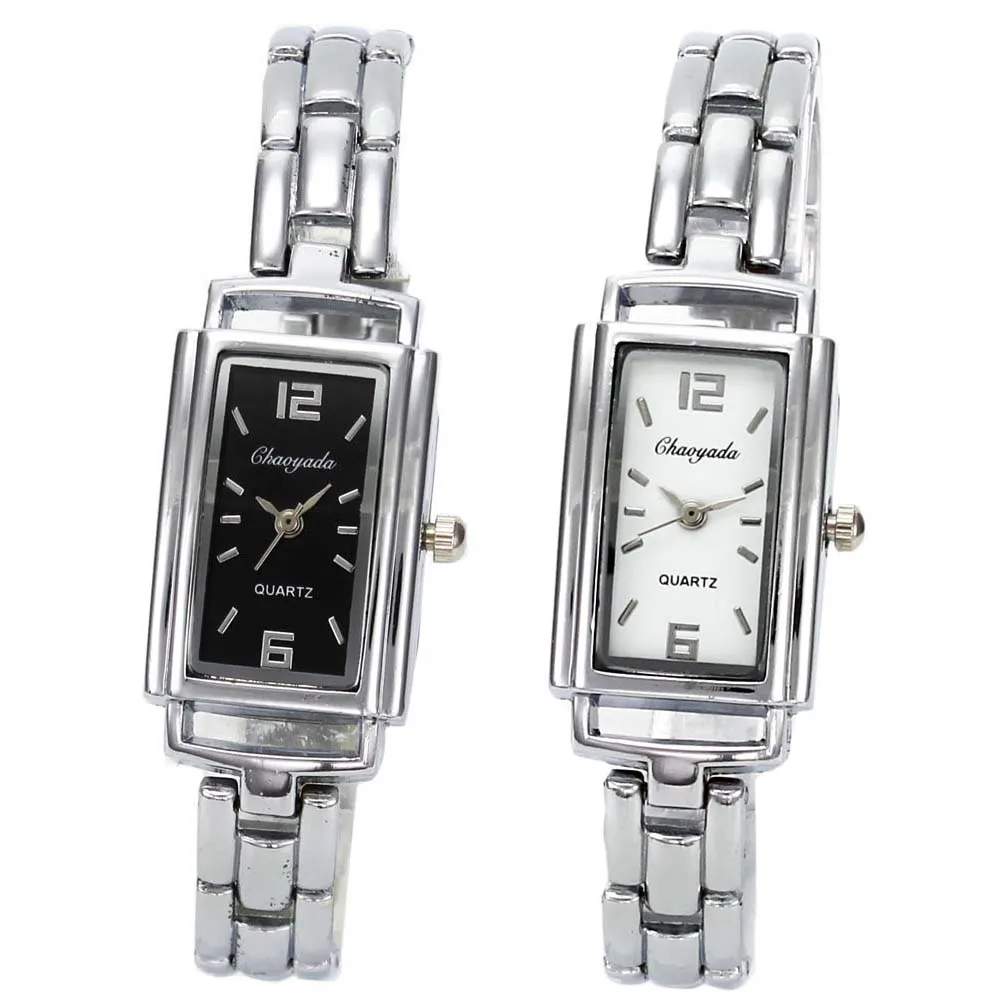 

New Fashion Women Charm Silver Chain Bracelet Rectangle Dial Analog Necklace Quartz Wrist Watch