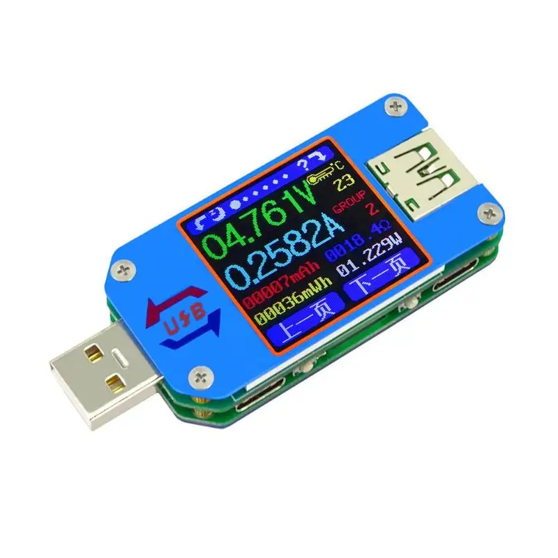 

USB 2.0 Type-C Voltmeter Ammeter LCD Color Display Voltage Current Meter Battery Charge Measure Cable Resistance Tester