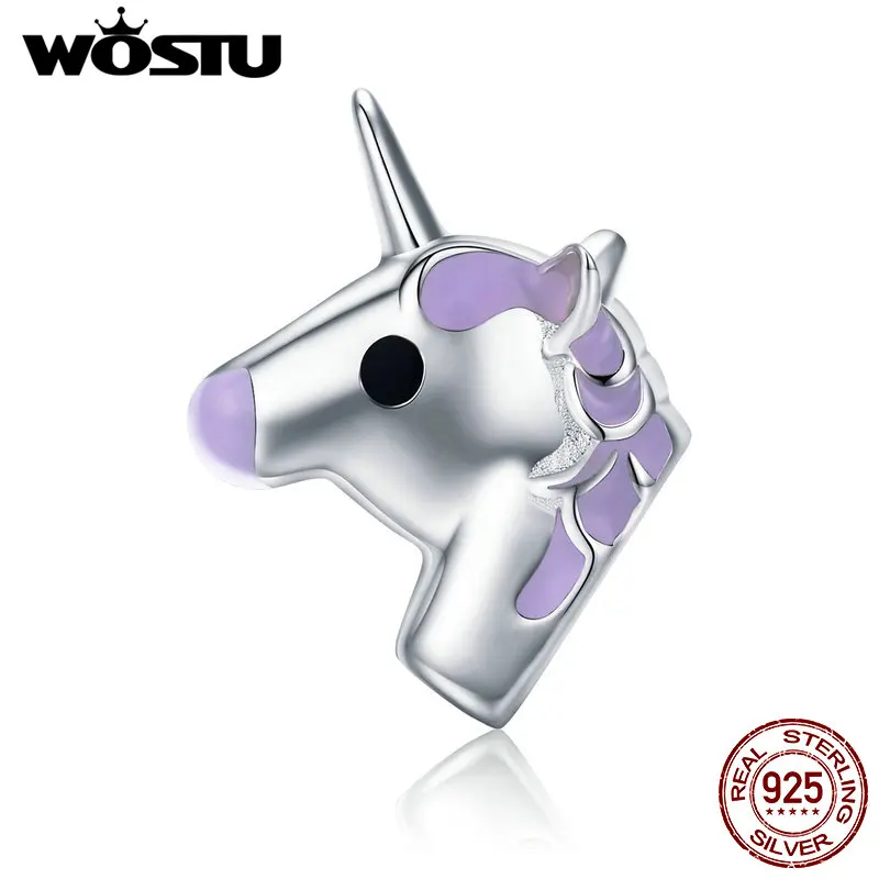 WOSTU 100% Real 925 Sterling Silver Licorne Charm Beads For Women Original Bracelet Necklaces 925 Jewelry Fashion Gift BKC671