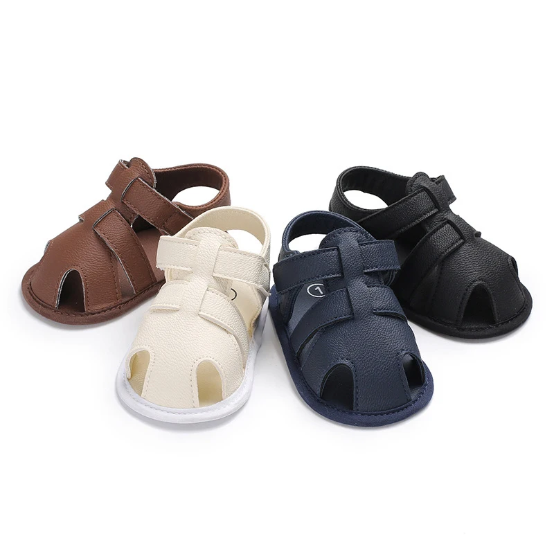 

Boys Girls Baby Shoes New Born First Walkers Casual Solid PU Toddler Shoes New Summer Soft Sole Booties Non-Slip 0-1 Years Old