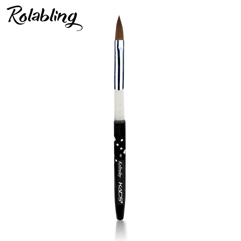 Rolabling 8 # черный Колонок Соболь кисточки профессиональная кисть для ногтей для колонковая, для акриловых ногтей кисть для ногтей из ворса Колонка дизайн - изображение