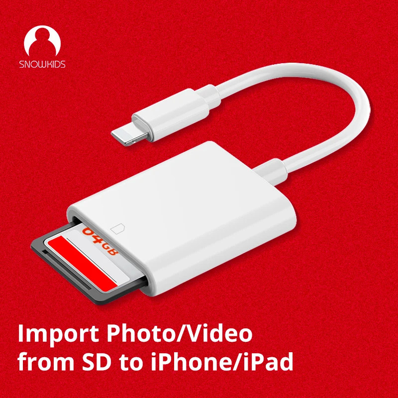 

Snowkids OTG Card Reader for SD Camera Card to iPhone iPod Apple for Lightning Readers Adapter for Memory Cards No APP Need