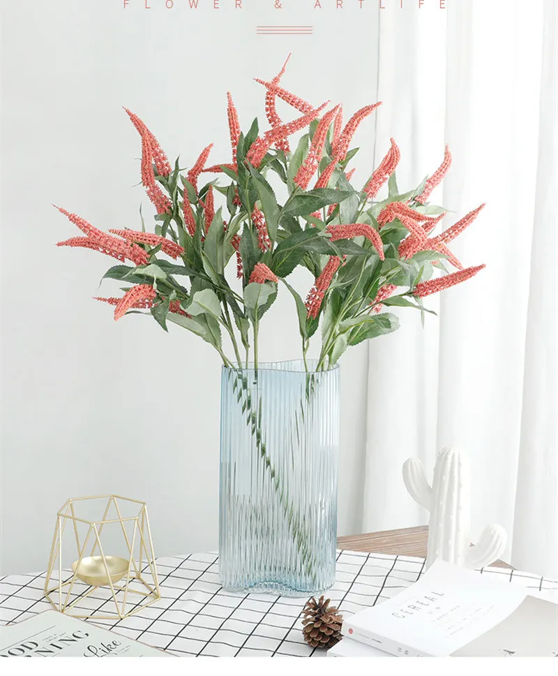 Description Picture 3 of itemLuxury long sage grass branch Artificial Flowers DIY fake plants home wedding Decoration flores artificiales