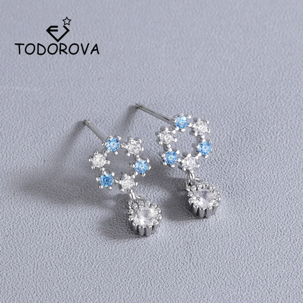

Todorova Korean Fashion Silver Women Earrings Shiny Crystal Zirconia Sweet Hollow Round Stud Earrings Jewellery Brincos