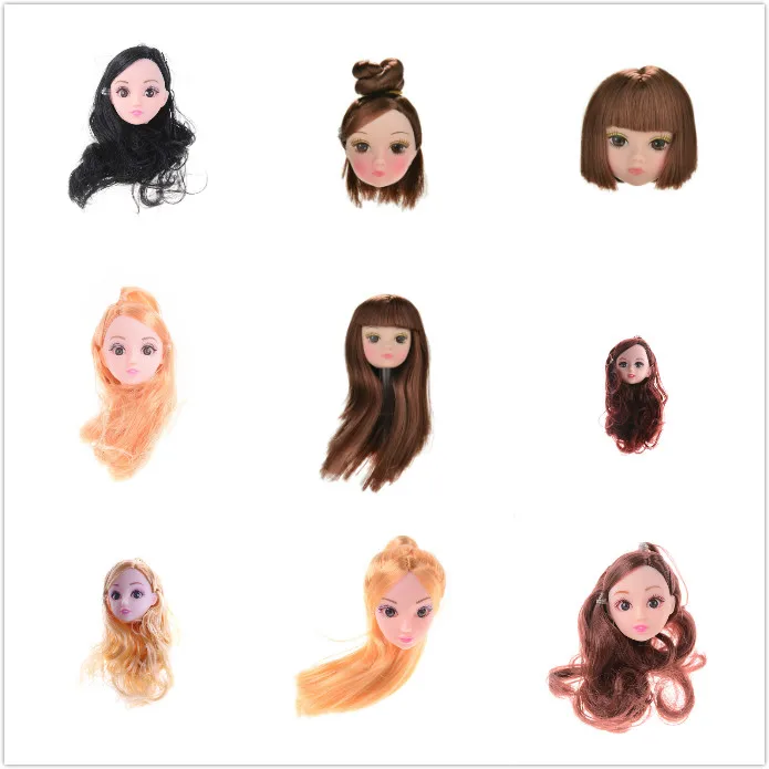 

Short Long Kids Toy Doll Head with Black Brown Hair DIY Accessories Doll For 1/6 BJD Doll House Fashion Beauty