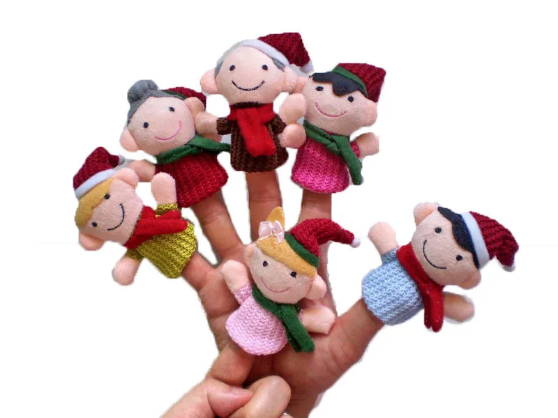 Christmas Family Finger Puppets Plush Toys Santa Claus Snowman Penguin Deer Bear Angel Bed Time Story Dolls 11pcsset (1)