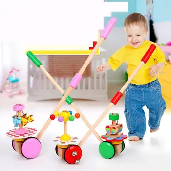 

Wooden Infant Walking Aids Single-rod Spiral Trolley Learning Walking Children's Early Education Toys Exercise Balance Toys