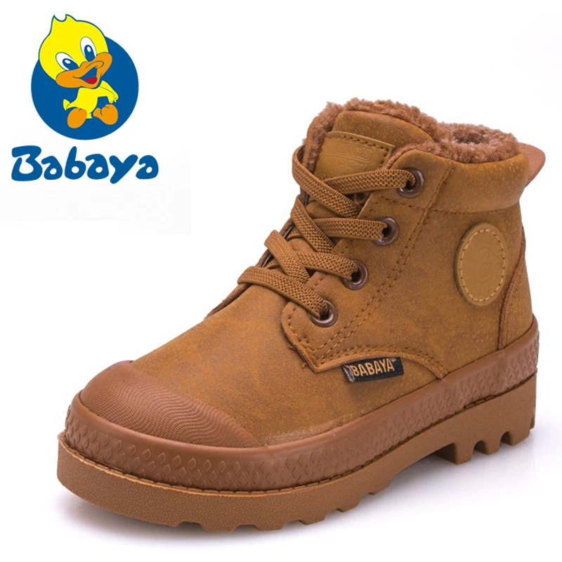 Children Boy Boots 2018 Autumn High leather Boots for boy Rubber Anti