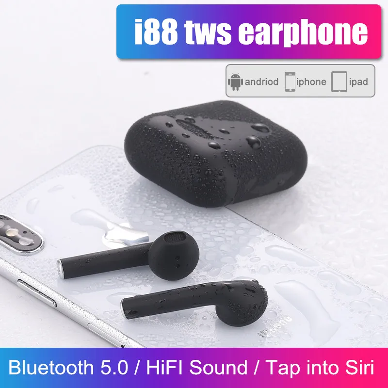 

New i88 TWS Wireless Earphone Mini size Bluetooth 5.0 Earphones & 2 Microphone PK i12 tws i10 For all Smart Phone xiaomi