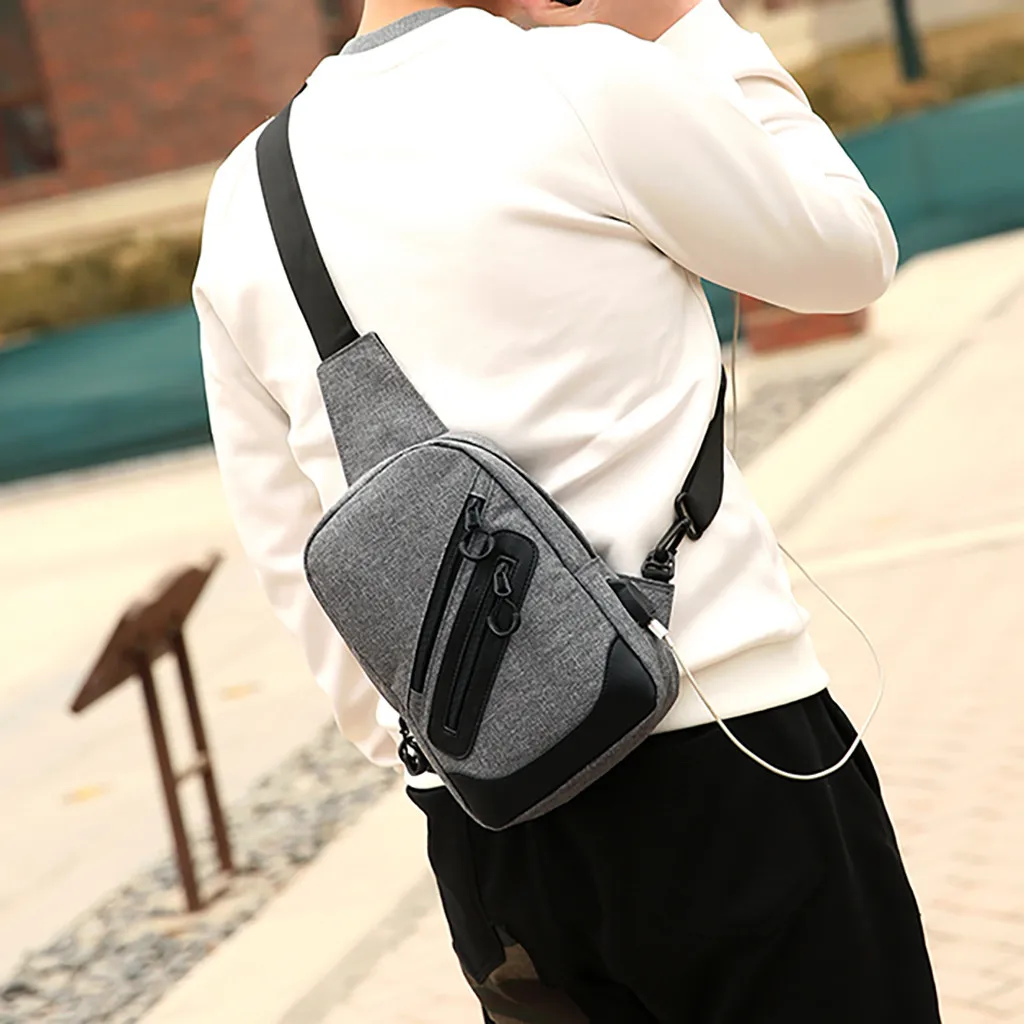 

Maison Fabre Men's Fashion Casual Outdoor Sports Chest Bag USB Charge Shoulder Messenger Bag men's bag in hand dropshipping 711#