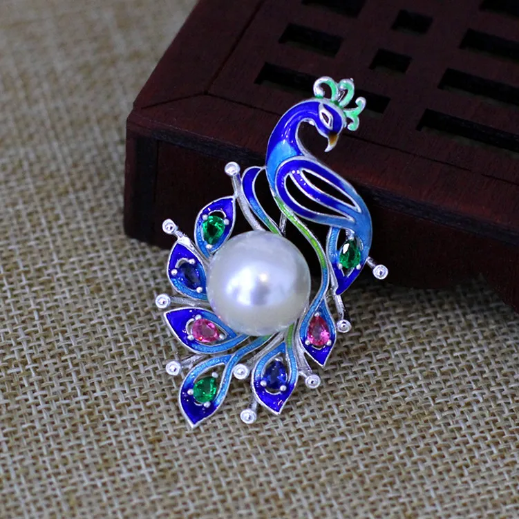 

Silver quality character of the new listing of women's natural pearl paint Phoenix inlaid zircon S925 Pendant