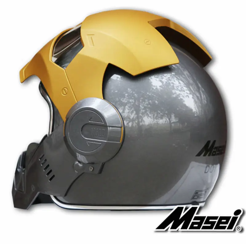 Новинка серый/Золотой MASEI IRONMAN железный человек шлем мотоциклетный шлем Мужские Женские полушлем с открытым лицом 610 ABS шлем для мотокросса