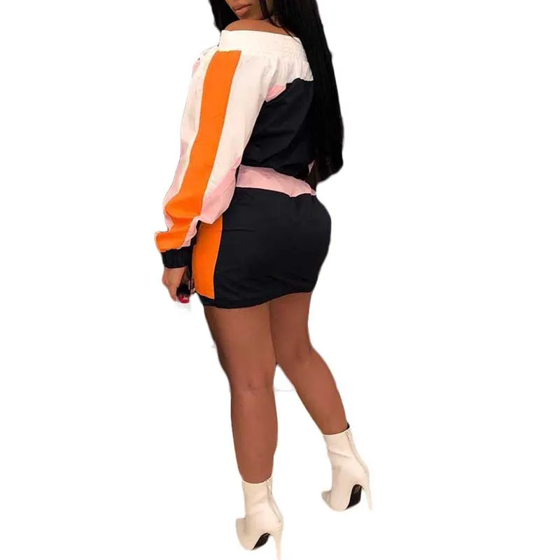 Mixed-Color-Windbreaker-Skirt-Set (2)