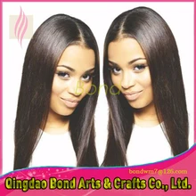 Natural straight long hair virgin brazilian glueless front lace wigs human hair straight natural color full lace wig