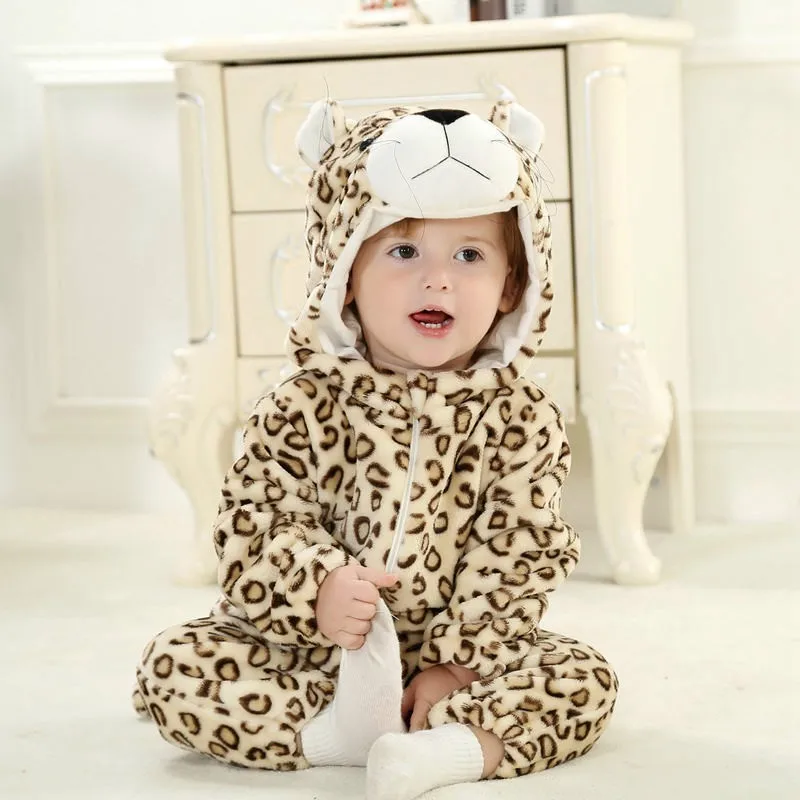 Детский фланелевый комбинезон с капюшоном животными|toddler jumpsuit|animal romperbaby costume |