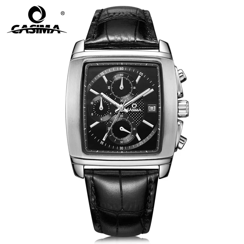 Часы CASIMA 5115 мужские квадратные с кожаным ремешком кварцевые наручные женские|casima