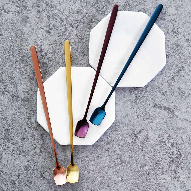 

Soffe High Quality Stainless Steel Long Handle Milk Tea Coffee Stirring Scoop Ice Cream Dessert Cafe Spoon Kitchen Accessories
