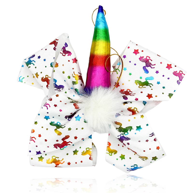 

1pc Colorful Hairpin Large Print Hair Bows with Hair Clip Unicorn Hair Bows Hairpins for Girls Hair Accessories Ribbon Headwear