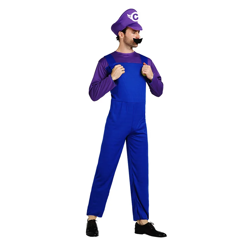 Adult Halloween Costumes Men Super Mario Luigi Brothers Jumpsuit Fancy