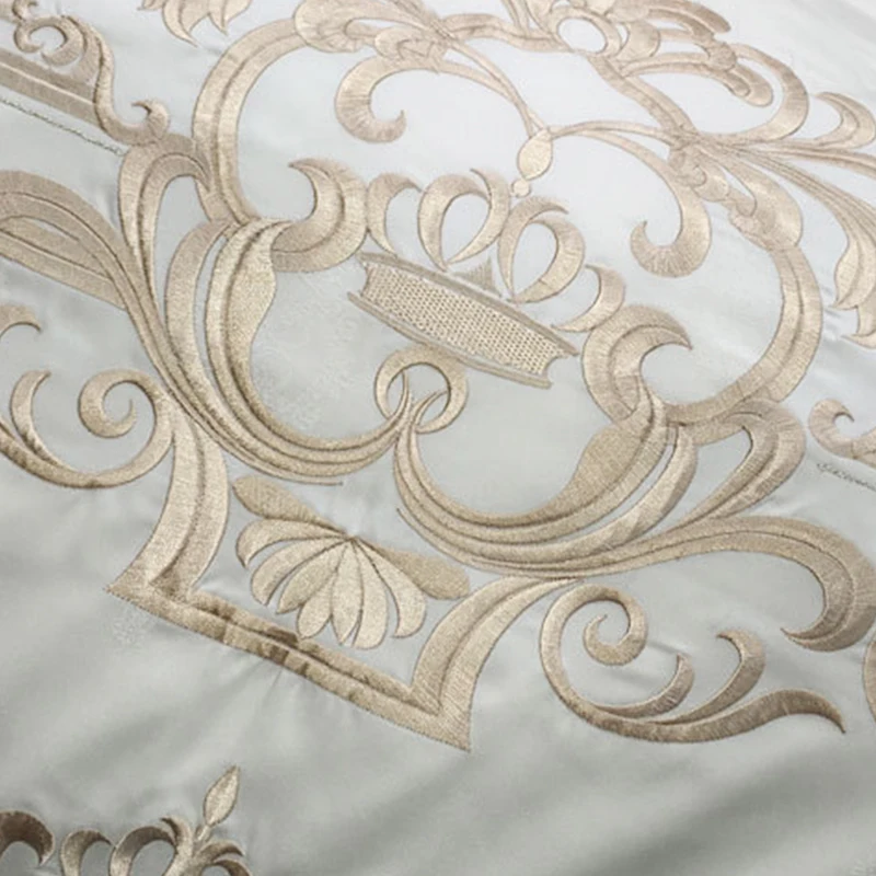 SlowDream Европейский люкс вышивка дворец набор постельного белья синий комфорт постельное белье хлопок постельное белье с плоской подошве 4 шт