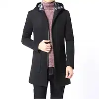2017 Brand Winter Jacket Coat Men Slim Fit Mens Coat Black Gray Trench Hooded Mens Wool Coats with Big Pocket Long Jackets XXXL