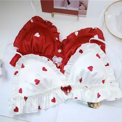 SP & CITY японский стиль Лолита сексуальный бюстгальтер наборы красное сердце Волнистые Кружева Милая девушка Bralette набор женщин рюшами белье