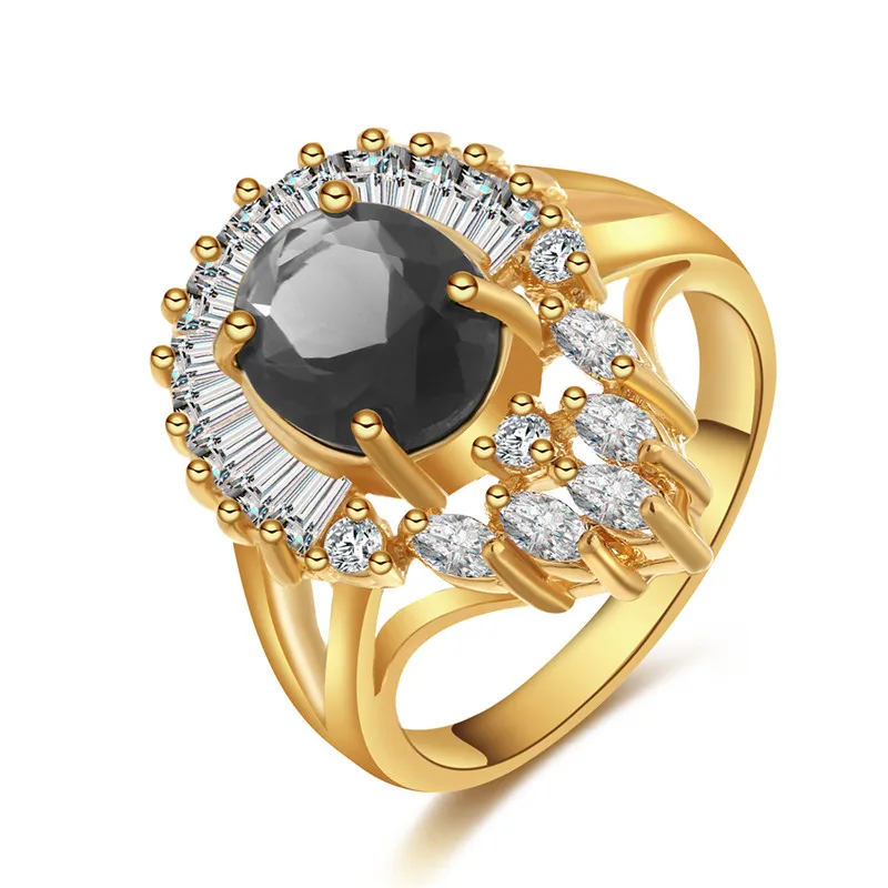 CWEEL, винтажное турецкое кольцо для женщин, Кристальные кольца для крупных пальцев, свадебные массивные кольца с кубическим цирконием, золотой цвет - Цвет основного камня: S5036