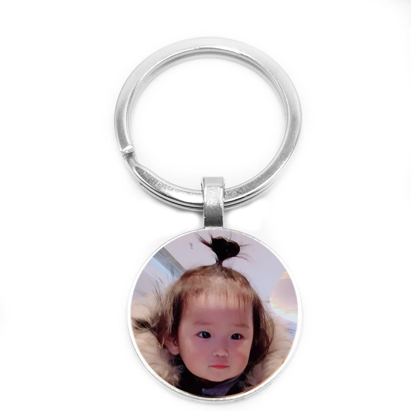 

Hot Sale Key Ring Baby Child Father and Mother Brothers and Sisters Friends Colleagues Photo Print Glass Custom Logo Keychains