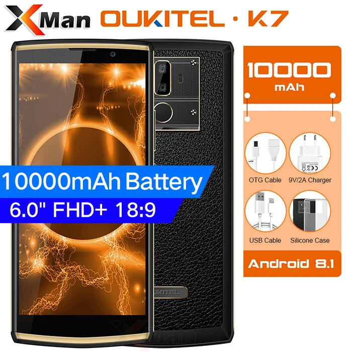 OUKITEL K7 4 ГБ Оперативная память 64 Встроенная mt6750t восемь ядер 18:9 6 0 &quot10000 мАч двойной