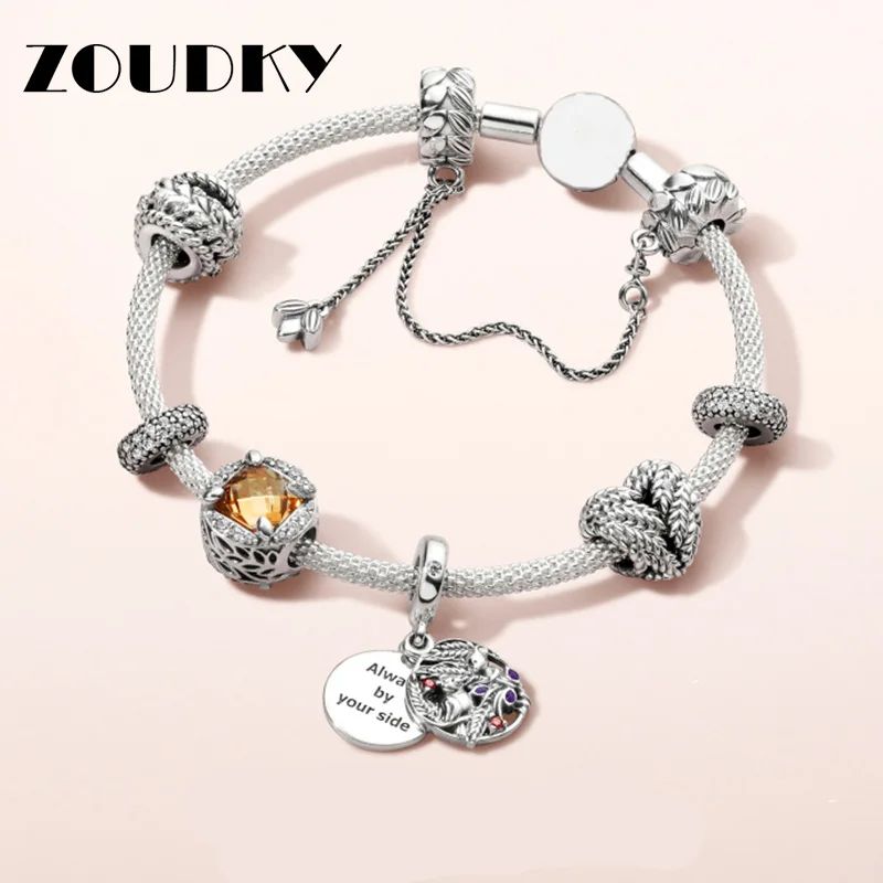 

2018 New 100% 925 Sterling Silver Mesh Bracelet Set Heart-Shaped Bella Charm Fit DIY Original Friendship Charm Jewelry Gift