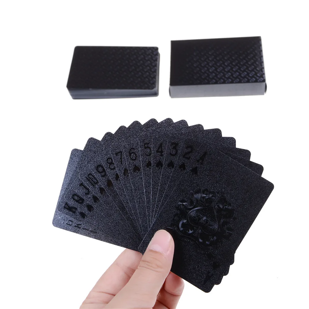 

1set Magic card Plastic foil poker Durable Waterproof Cards Black Magic Playing Cards Deck black foil poker set