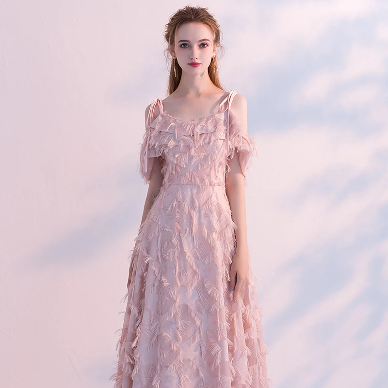 

2019 New Arrival Pink Evening Dresses Long Formal Party Dress Prom Gown Lace Dresses Vestidos de Festa LYFY20