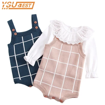 

Baby Rompers Knitted Strap Girls Cotton Sleeveless Straps Overalls Spring Autumn Clothing Baby Girl Boy Knit Romper