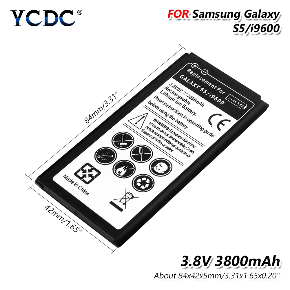 

3800mAh Li-Po Phone Battery For Samsung Galaxy S5 Battery I9600 G900H G900W8 G900F G900V G900T G900A G900R4 G870A S 5 Batteries
