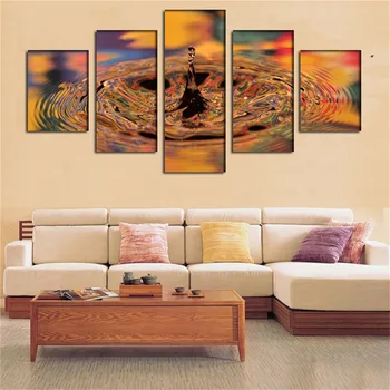 

5 Panels Modern Ripples Water Droplets Spray Paintings Unframed Painting Canvas Landscape Wall Art Picture Print Picture