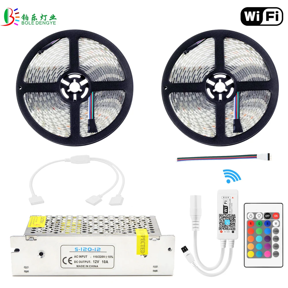 preço RGBW RGBWW Tira CONDUZIDA 10 M À Prova D Água WI FI Fita 5050 RGB Diodo Fita Mini WIFI Controlador RGBW Branco quente DC12V LEVOU fonte de Alimentação
