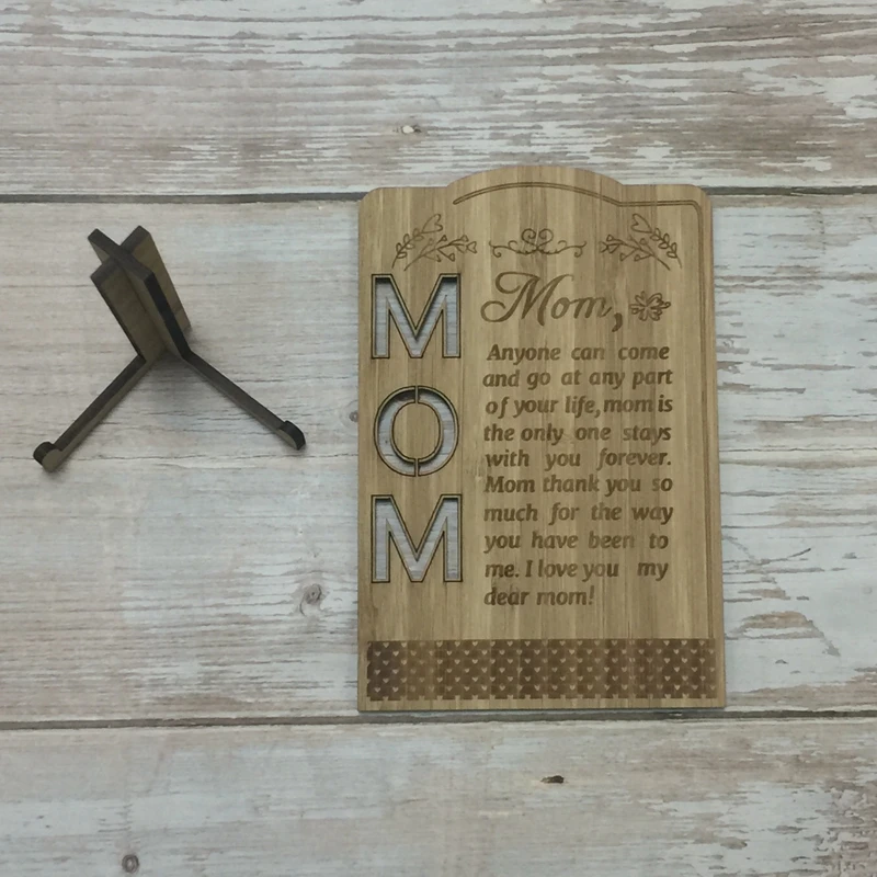  laser cut engraved mother day greeting card bamboo wood greeting card mothers day gift (7)