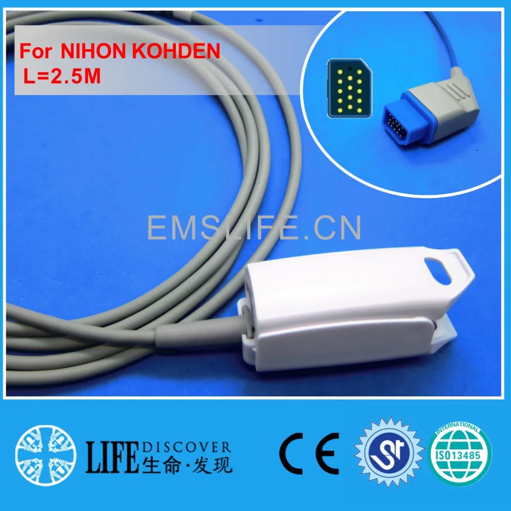 

Long cable AWT adult finger clip spo2 sensor for NIHON KOHDEN patient monito