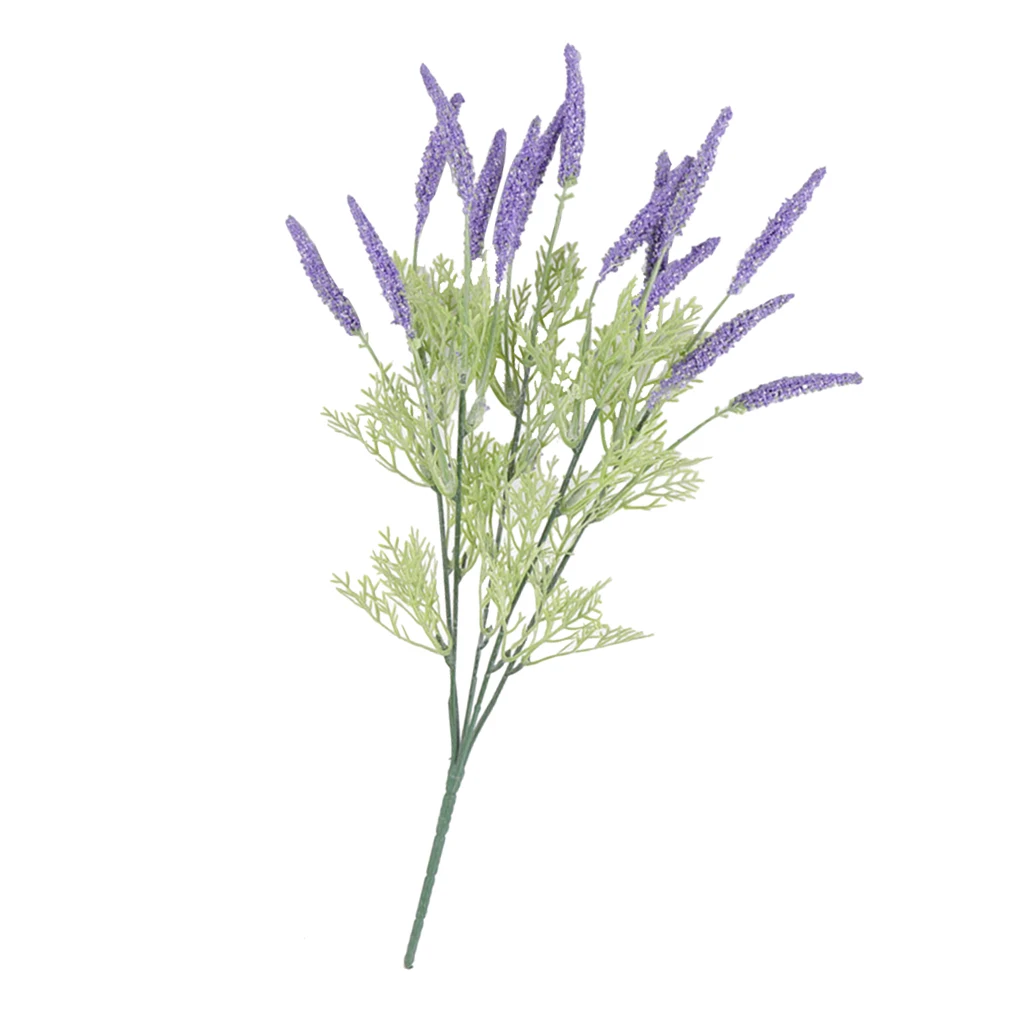 15 Heads Artificial Flowers Foam Lavender Bouquet Pot Plant for DIY Floral Art Flower Arrangement Home Balcony Party Decoration 