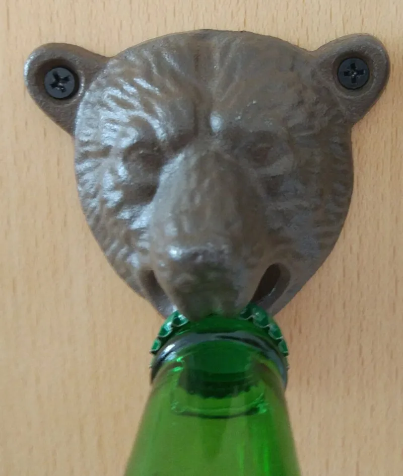 10 шт./партия чугунный медведь в форме Висячие Настенные открывалки для бутылок