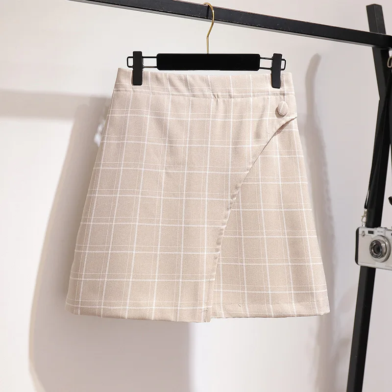 Женские летние юбки размера плюс, модная шикарная клетчатая юбка с высокой талией, винтажная Женская мини-юбка нестандартного размера плюс 5xl 6xl - Цвет: white