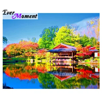 

Ever Moment Diamond Painting Square Drill Trees Lake Scenery 5D DIY Picture Of Rhinestone Hobby Art Diamond Embroidery 3F1926