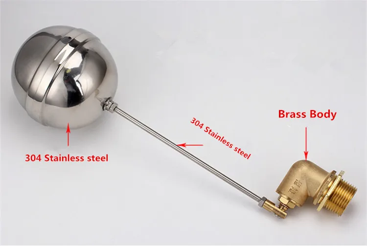 Плавающий клапан DN15 DN20 DN25 бак жидкого уровня металлический поплавковый клапан с прямоугольными коленями латунный корпус